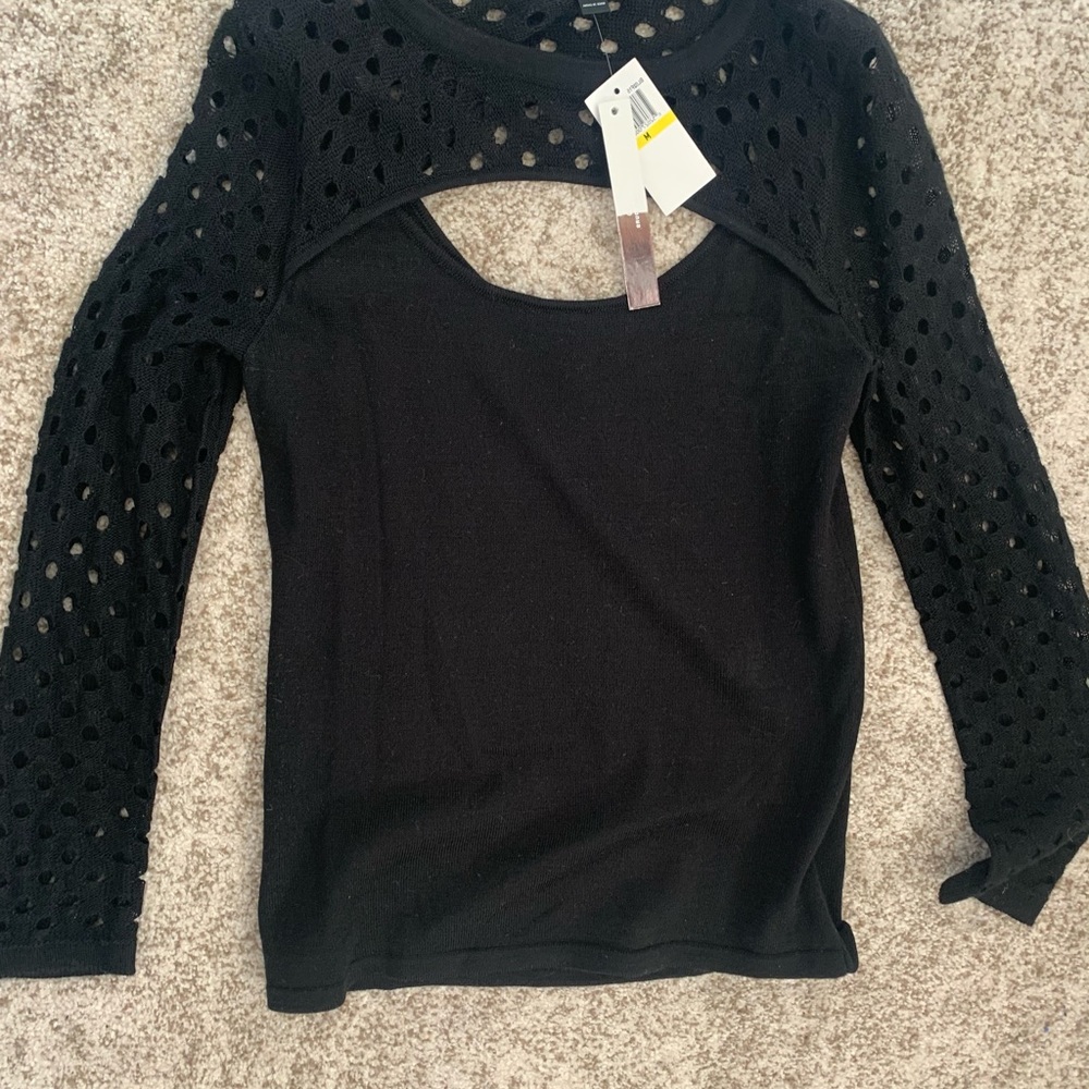 Aqua keyhole sweater